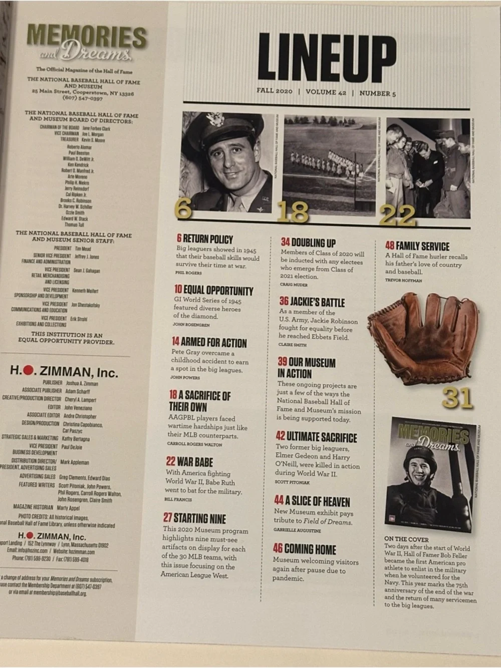 National Baseball Hall of Fame Memories and Dreams Magazine 2020 Fall & Summer